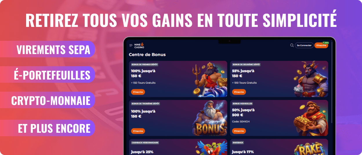 nine casino payment methods